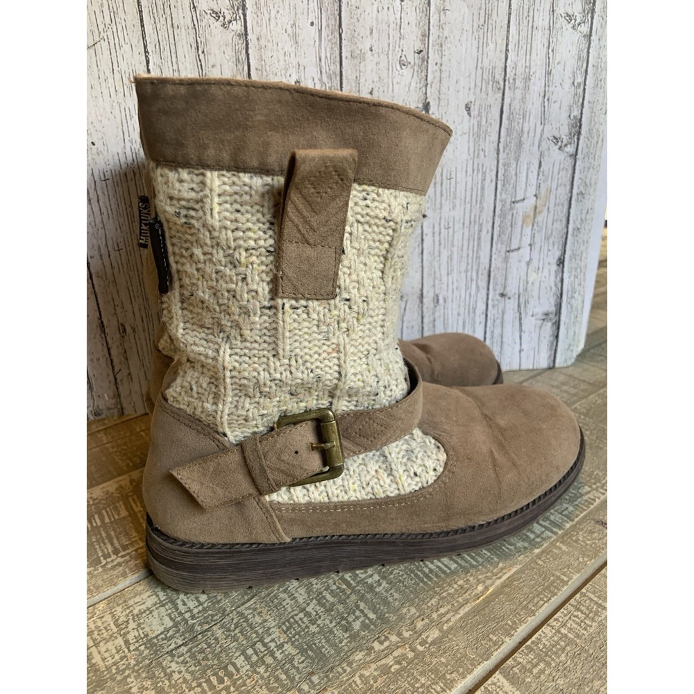 MukLuks Winter Boots Women's Size 7 Brown Faux Suede Crochet‎ Comfort Casual